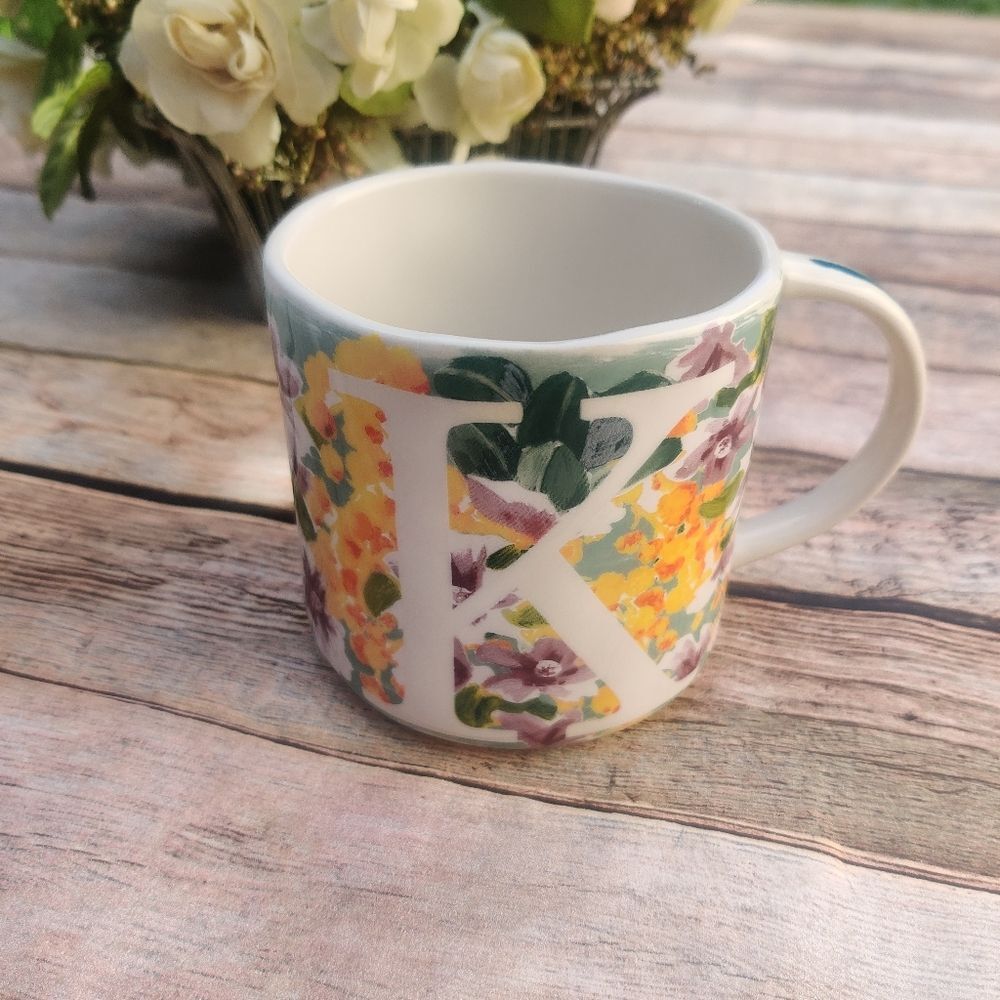 Anthropologie Dawn Monogram Mug โKโ Floral